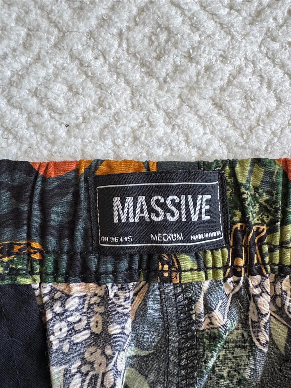 Massive Men’s Printed Swim Trunks in Green and Orange
